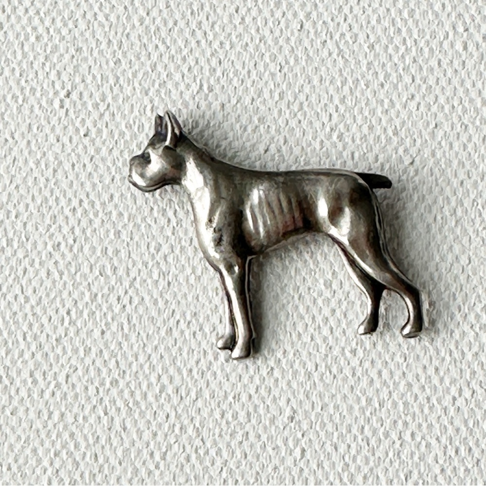 Beau Sterling Silver Boston Terrier Boxer Dog Brooch Pin
